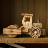 法耐(FANAI)竹制品摆件创意装饰竹木工艺品模型玩具风车水车书架摆设家居道具_木制压路机