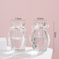 法耐(FANAI)两个装花瓶北欧欧式摆件客厅透明玻璃简约水养插花干花器鲜花_15卓越15钻石透明_中等