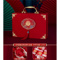 法耐(FANAI)彩礼钱盒子订婚礼金盒聘礼现金彩礼盒彩礼箱提亲10万聘金结婚用品_龙凤圆喜金葱金把礼金箱中号6-12万