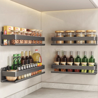 法耐(FANAI)枪灰厨房调料置物架免打孔壁挂式墙上多功能不锈钢调味料收纳架子