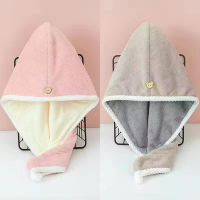 法耐(FANAI)双层加厚干发帽女吸水包头发毛巾擦头洗头包头巾浴帽裕帽_升级包边-两面两用粉白灰咖共2条