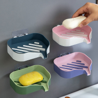 肥皂盒架子卫生间双层撞色肥皂盒免打孔壁挂式卫浴置物架壁挂式_双层撞色肥皂盒绿色1个装