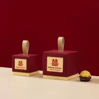 法耐(FANAI)糖盒结婚喜糖盒子手提喜糖袋中式高级感婚庆礼装糖果纸盒_喜事成双-香槟手提_小号100个
