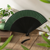 折扇女中国风女式折叠扇子舞蹈汉服旗袍走秀折扇子演出易开合好甩_青玉
