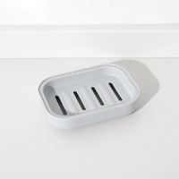 法耐(FANAI)沥水肥皂盒家用厕所创意带盖大号皂架塑料双层盒浴室多功能_双层沥水皂盒灰蓝1个