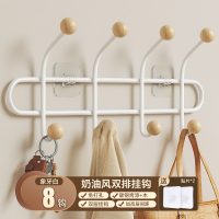 法耐(FANAI)挂钩壁挂墙上门后挂衣架免打孔进门玄关粘贴排钩强力承重衣帽钩_品质⭐象牙白双层8钩⭐免打孔