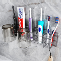 古达电动牙刷挂架牙膏漱口杯置物架壁挂式304不锈钢免打孔卫生间收纳