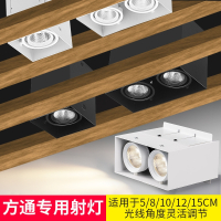 铝方通吊顶专用灯方形筒灯方通双头明装格古达栅射灯cob商用斗胆灯