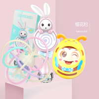 拨浪鼓婴儿玩具摇铃0-3-6-12个月9可啃咬带音乐男宝宝女孩1岁 粉兔拨浪鼓+不倒翁+曼哈顿球