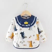 宝宝罩衣棉秋冬儿童智扣长袖吃饭防水围兜女孩饭兜婴儿防脏反穿罩衣