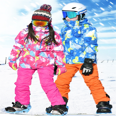 儿童滑雪服套装智扣女童户外登山服加厚保暖防风防水棉服男童滑雪衣裤