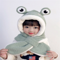 保暖儿童帽子围巾一体冬季男女童毛绒可爱宝宝兔子耳朵防风护耳帽