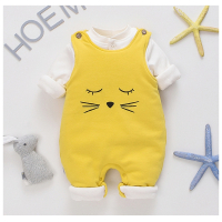 婴儿薄棉背带裤两件套智扣冬新生儿衣服3-12个月女宝宝棉衣套装春