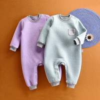 宝宝三层夹棉连体衣智扣秋冬婴儿外出服儿童保暖睡衣连身衣3岁