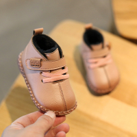 宝宝棉鞋男童学步鞋秋冬季婴儿智扣软底鞋子小童女儿童加绒皮鞋