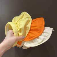 夏季儿童贝壳帽子空顶帽防晒遮阳智扣无顶帽宝宝大帽檐透气沙滩太阳帽