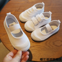 儿童鞋小白幼儿园男童女童宝宝布鞋静蝉幽格室内白鞋园鞋运动帆布球鞋