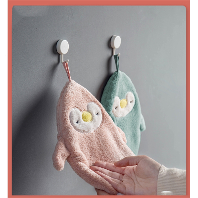 擦手巾挂式可爱卫生间智扣吸水方巾儿童创意卡通搽插手球毛巾