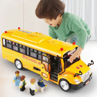 大号男孩宝宝智扣儿童校车玩具声光公交车巴士小汽车玩具车模型2-3岁