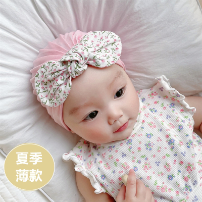 婴儿帽子夏季薄款韩版公主智扣可爱婴幼儿胎帽新生儿蝴蝶结囟门帽