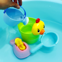 儿童洗澡玩具智扣戏水车男孩女孩洗头杯小黄鸭沙滩套装婴儿宝宝洒水壶