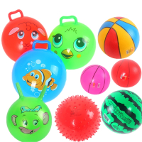 儿童玩具批宝宝西瓜球智扣充气手提球羊角球蓝球小皮球拍拍球幼儿园