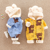 婴儿衣服秋冬装宝宝连体衣智扣秋冬套装加厚外出抱衣新生幼儿加绒哈衣