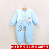 婴儿连体衣春秋冬季新生儿智扣薄棉哈衣冬装夹棉哈衣宝宝保暖爬服秋装