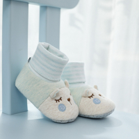 婴儿加绒棉鞋软底加厚智扣套脚3-12个月秋冬季宝宝保暖防掉学步袜鞋