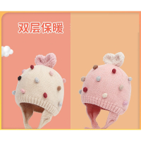宝宝帽子婴儿秋冬智扣女童帽针织毛线帽3-24月婴儿童保暖护耳帽