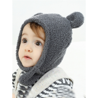 婴儿帽子秋冬厚款智扣保暖婴幼儿毛绒护耳胎帽可爱宝宝小熊耳朵帽
