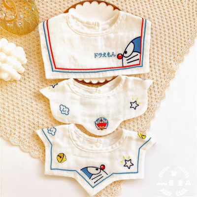 韩版婴儿口水巾智扣棉纱布围兜360度可旋转宝宝花朵围嘴防吐奶薄款