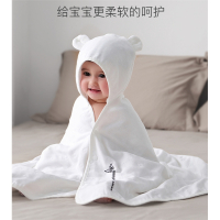 新生儿棉纱布吸水宝宝浴巾智扣洗澡婴儿包巾儿童带帽斗篷包被抱可裹