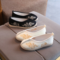 老北京手工布鞋儿童绣花鞋智扣中国风男童汉服鞋古风舞蹈演出鞋帆布鞋