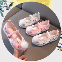 汉服鞋女童春季新款兔子鞋智扣中国风古装宝宝绣花鞋子老北京儿童布鞋
