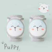 婴儿护膝夏季薄款宝宝爬行智扣护膝盖婴幼儿防摔学步学爬小童_HX008灰色狗狗_0-4岁