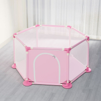 围栏防护栏智扣婴儿爬行宝宝学步儿童游戏安全栏客厅室内地上家用栅栏_樱凝粉1.4米围栏牛津布不送垫子