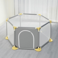 围栏防护栏智扣婴儿爬行宝宝学步儿童游戏安全栏客厅室内地上家用栅栏_碳砂灰1.4米围栏牛津布不送垫子