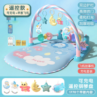 静蝉幽格婴儿用品大全新生婴儿礼盒套装健身架初生宝宝满月周岁礼物送礼母婴_蓝色加大护栏款A飞机故事_新生儿0-36个月宝宝