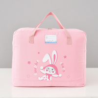 智扣幼儿园被子收纳袋儿童被褥手提袋棉被装被子大容量袋子搬家打包袋_粉色小兔_中号52x24x41.5cm适合收纳春秋季