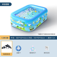 静蝉幽格充气游泳池家用婴儿童宝宝户外加厚游泳桶小孩大人滑梯大型戏水池_1.8米3层-体验套餐有线快充