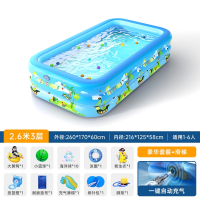 静蝉幽格充气游泳池家用婴儿童宝宝户外加厚游泳桶小孩大人滑梯大型戏水池_2.6米3层-豪华套餐滑梯无线闪充