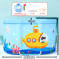 静蝉幽格婴儿宝宝游泳池折叠桶家用儿童洗澡桶浴桶泡澡盆小孩浴缸戏水_蓝色浴桶丨脖圈