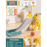 儿童滑滑梯室内家用小型宝宝滑梯折叠多功能小孩玩具家庭游乐场_加大款米奇狗珊瑚黄-封闭踏板球框