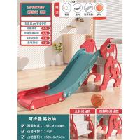 儿童滑滑梯室内家用小型宝宝滑梯折叠多功能小孩玩具家庭游乐场_加大款米奇狗樱桃红-封闭踏板球框