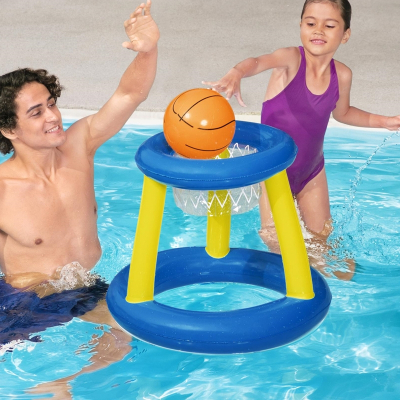 静蝉幽格男女宝宝游泳池戏水用品小孩充气篮球架儿童水上投篮球门游泳玩具
