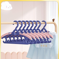 智扣儿童衣架挂婴儿宝宝婴幼儿儿专用晒衣服架子家用晾衣撑_10支可伸缩连挂无痕-妙奇海岛_1个