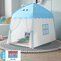 静蝉幽格儿童小帐篷室内游戏屋公主女孩男孩家用睡觉床上玩具户外小型房子_升级款天蓝猫爬行垫