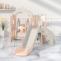 静蝉幽格儿童滑滑梯秋千组合滑梯儿童室内家用宝宝游乐园小型孩多功能玩具_L形城楼滑梯秋千球框全封闭杏灰