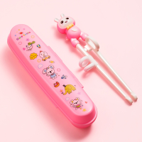 静蝉幽格儿童筷子训练筷3岁一二段宝宝练习辅助筷246岁幼儿学吃饭学习筷_樱花粉小白兔学习筷盒子